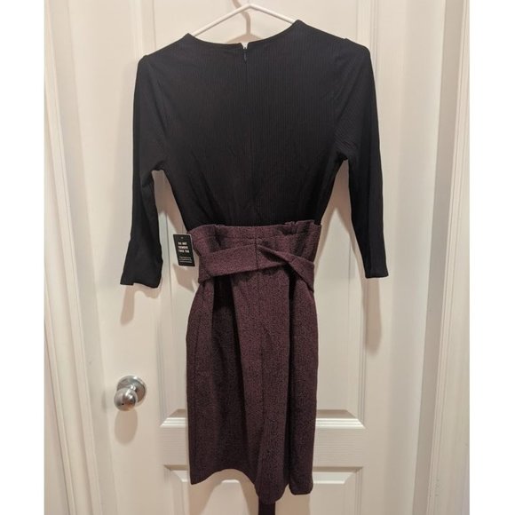 Jacquard Sash Tie Fit And Flare Dress (small) - Picture 2 of 6